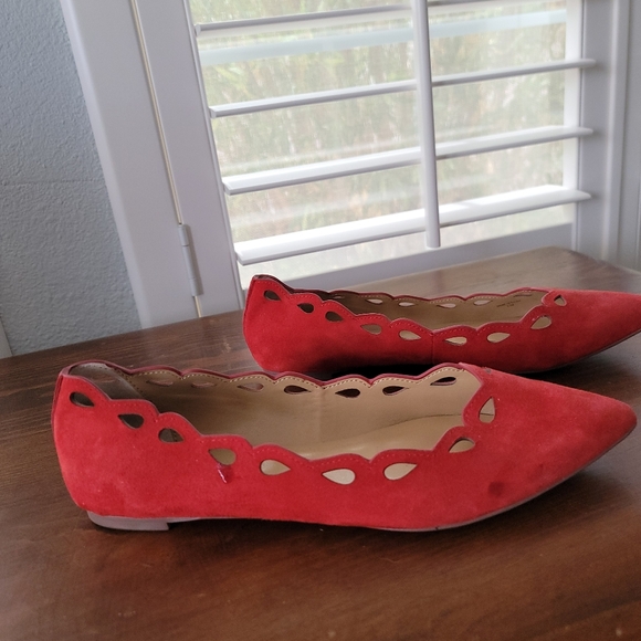 Banana Republic Red Suede Flats SZ 9.5 - Picture 3 of 6